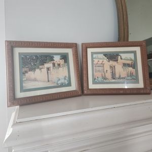 Vintage K. Brueggemann Southwestern Stucco Adobe Pair of Art